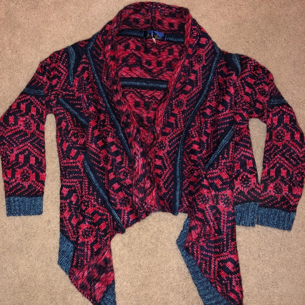 Pink and Blue Sweater - warm and comfy!